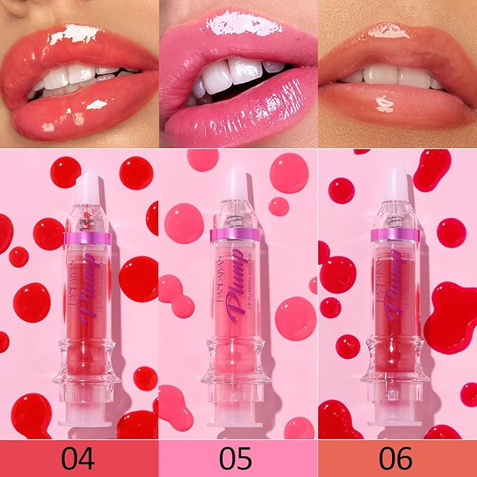Natural Spicy Lip Plumping Booster Lip Plumping Oil, Lip Plumper Gloss, Ultra-Hydrating & Nourishing Plump and Pout Lip Plumper, Glossy Finish Fuller Lip Plumping Lip Gloss for Women Girls(3PC)-VivaGrace Women