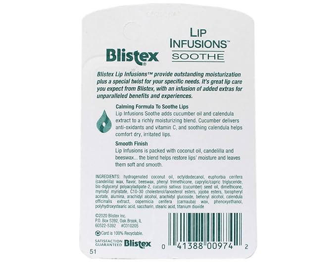 Blistex Lip Infusions Soothe Lip Moisturizer 0.13 Ounce (3 Pack)-VivaGrace Women