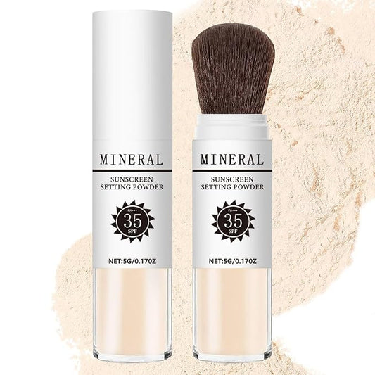 Mineral Sunscreen Setting Powder, SPF 35 Translucent Loose Powder, Mineral Brush Powder, Oil Control Natural Matte Finish, Lasting Lightweight Breathable for All Skin (#02 Fair)-VivaGrace Women