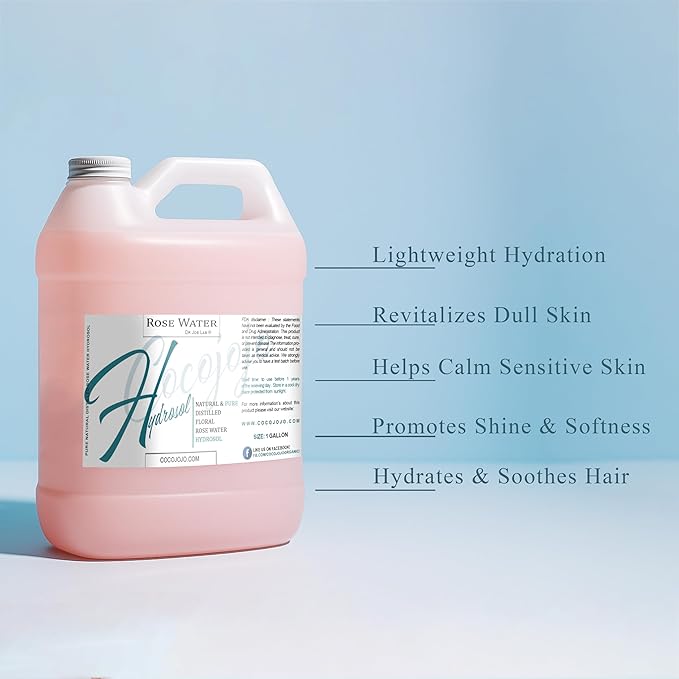 Rose Hydrosol Spray Cleansing Non GMO Facial Toner for Face Body Locs Rose Water Hydrating Face Mist, for Hydration Pure & Natural Hydrosol for All Skin Types - COCOJOJO - Bulk 128 OZ - 1 Gallon-VivaGrace Women