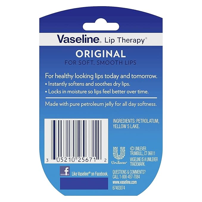 Vaseline Lip Therapy Original – Mini Vaseline Lip Balm, Hydrating Petroleum Jelly, Clear Lip Gloss, Travel-Size, 0.25 Oz Ea (Pack of 4)-VivaGrace Women