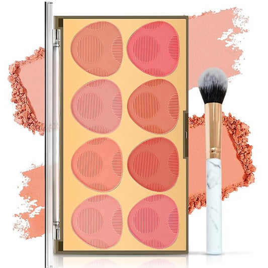 DAGEDA 8 Colors Blush Palette Makeup, Natural Face Blush for Cheeks, Smooth Powder Blush Palette with Brush,Facial Makeup Blushes Set-VivaGrace Women