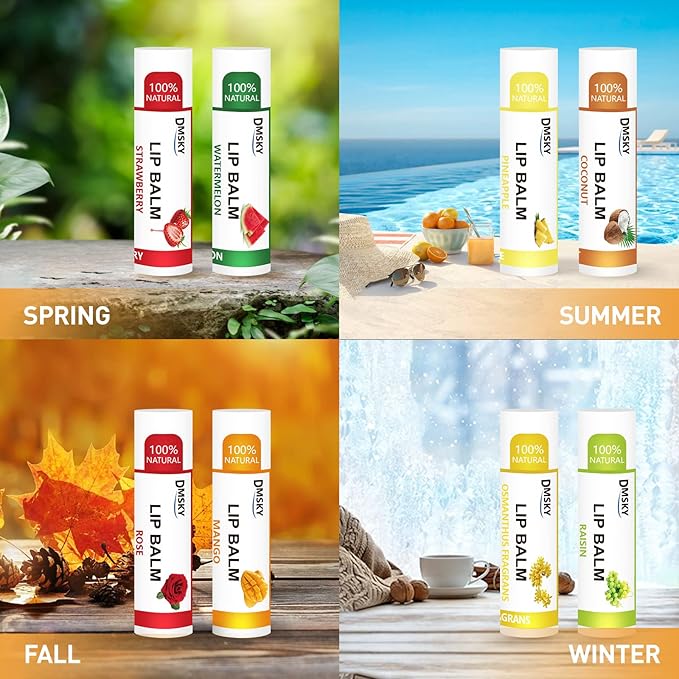 DMSKY Lip Balm Bulk 72 Pack, Lip Balm Hydrating with Vitamin E and Coconut Oil 12 Flavors, Lip Moisturizer Treatment - Party Favors Bulk Gift-VivaGrace Women