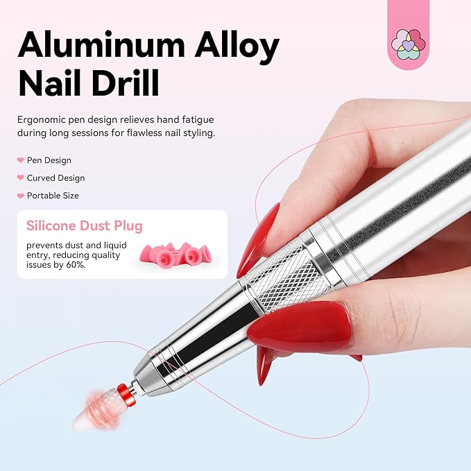 SAVILAND 45000RPM Electric Nail Drill Professional: Unique Coreless Nail File Last 15H Long Battery Life |Cordless Nail Drill for Quick Acrylic Nail Removal Ultra Quiet Salon Use Manicure Pedicure-VivaGrace Women