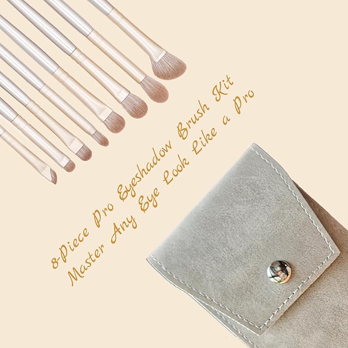 Eyeshadow Makeup Brushes Set with Case 8 PCS Soft Synthetic Hairs Eye Makeup Brushes for Blending Eyebrow Eyeliner Eyeshadow （Silver）-VivaGrace Women