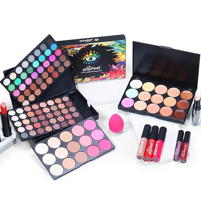 Multi-purpose Makeup Kit All-in-One Makeup Gift Set Colours Mix Eyeshadow Concealer Lip Gloss Pressed Powder and Powder Blusher Cosmetic Makeup Palette Set Kit #097-VivaGrace Women