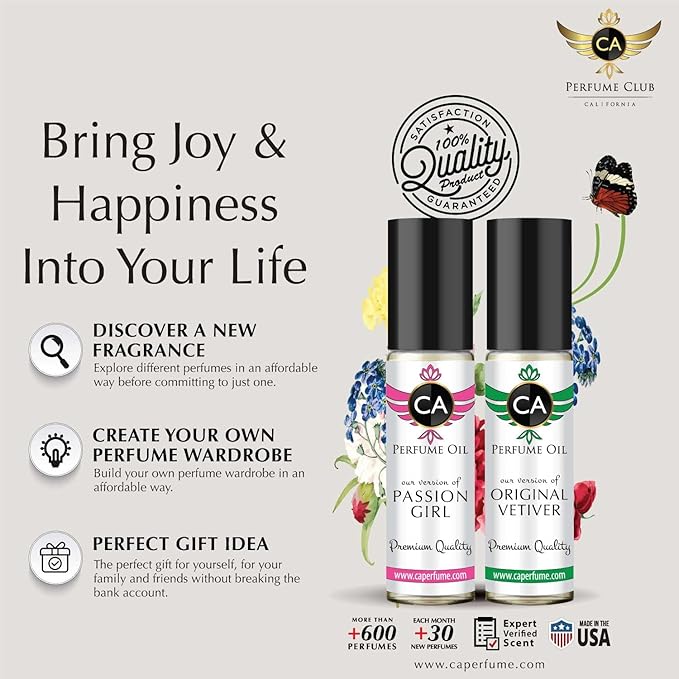 CA Perfume Impression of Aventura For Men Replica Fragrance Body Oil Dupes Alcohol-Free Essential Aromatherapy Sample Travel Size Concentrated Long Lasting Attar Roll-On 0.3 Fl Oz-X3-VivaGrace Women