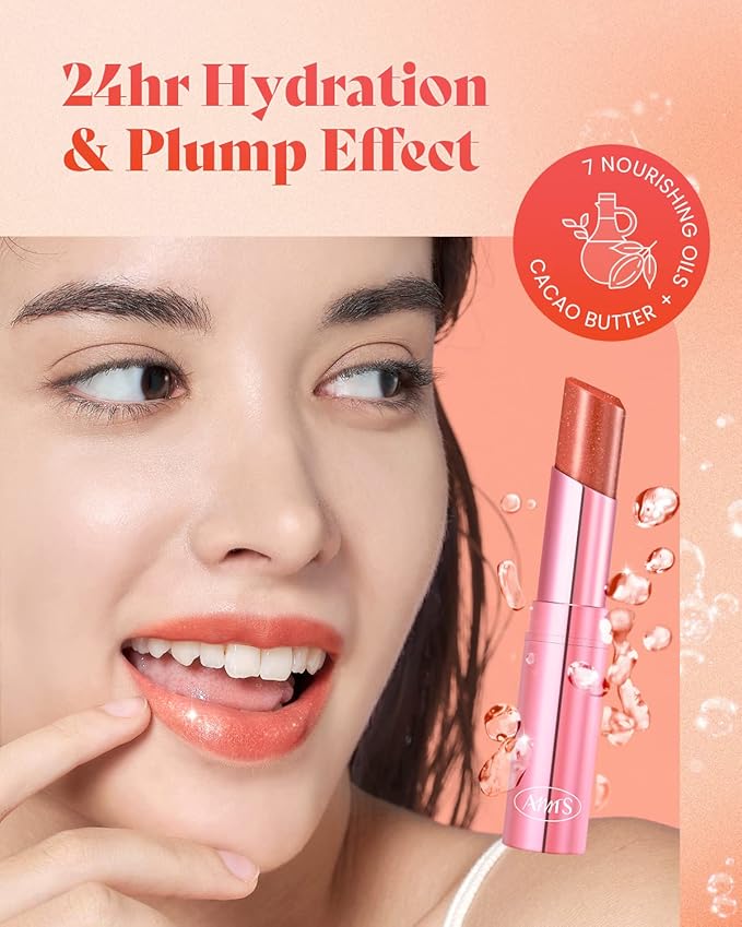 AMTS Tinted Lip Balm - Drama | Hydrating Glitter Lipstick | Pearl Shimmering Daily Lip Makeup for dry, cracked, chapped lips | korean beauty Moisture Lip Tint-VivaGrace Women