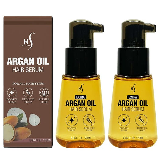 HerStyler Advanced Argan Oil Hair Serum for Women - Anti Frizz Serum for Hair - for Frizzy, Dry and Damaged Hair - Nourishing - 2.36 Fl Oz / 70 Ml - Pack of 2-VivaGrace Women