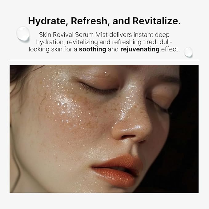 Skin Revival Serum Mist 1.35fl oz - Hydrating Facial Mist, Glowy Skin, Vegan, Sets Makeup, All Skin Type-VivaGrace Women