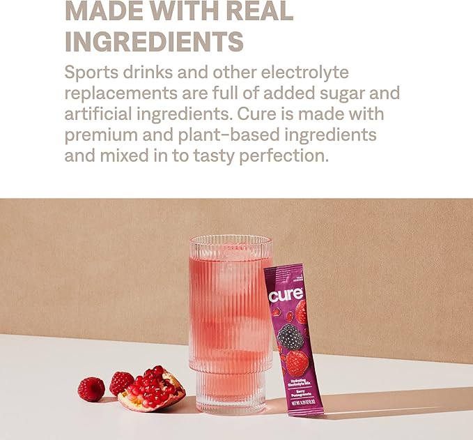 Cure Hydration | Plant-Based Electrolyte Drink Mix | No Added Sugar | Dehydration Relief Powder Made with Coconut Water | Non-GMO | Vegan | 28 Servings Jar - Berry Pomegranate-VivaGrace Women