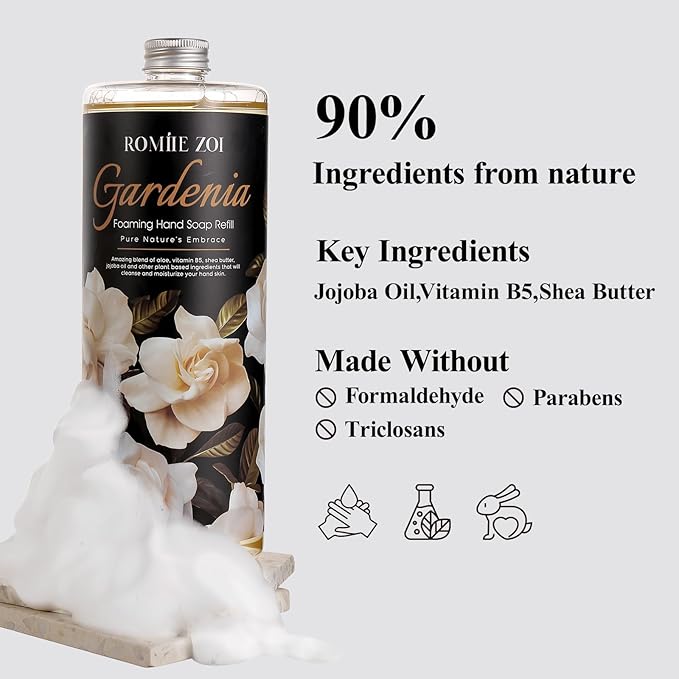 Gardenia Foaming Hand Soap Refill Gift Set, Non-Toxic & Biodegradable, Sensitive Skin Friendly