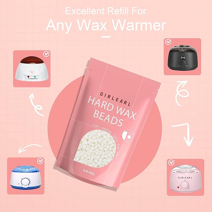 1lb Wax Beads for Hair Removal - Unscented Hard Wax Beads Refill for Professional Full Body Waxing - Ideal for Facial, Brazilian Bikini, Legs, and Underarms at Home for Women and Men (White)-VivaGrace Women