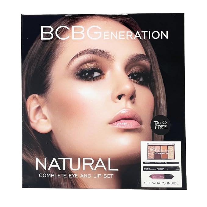 Natural Complete Eye and Lip Set - Includes Eyeshadow Palette, Eye Liner, Mascara, Lip Oil - 4 pcs-VivaGrace Women
