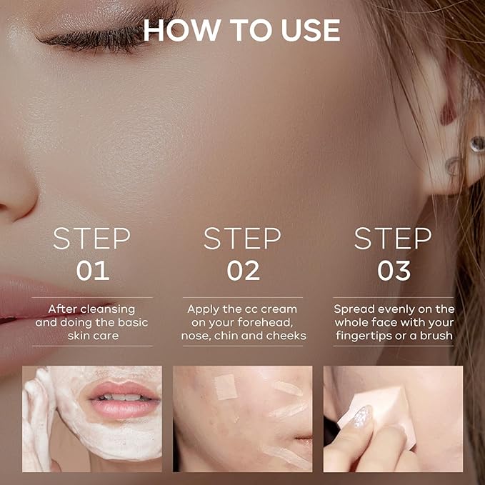 CC Cream Tinted Moisturizer with SPF 15, Color Correcting CC Cream, Even Skin Tone, Cover Blemish, Lightweight Hydrating Matte CC Cream, Long Lasting Waterproof CC Cream Foundation(Natural)-VivaGrace Women