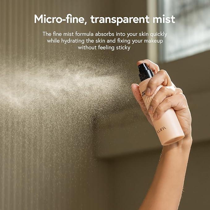 LUNA Long Lasting Setting Fixer Spray 3.3 fl oz, Weightless with Micro-Fine Mist, Natural Finish, Non-Drying Formula for All Skin Types, Korean Makeup-VivaGrace Women