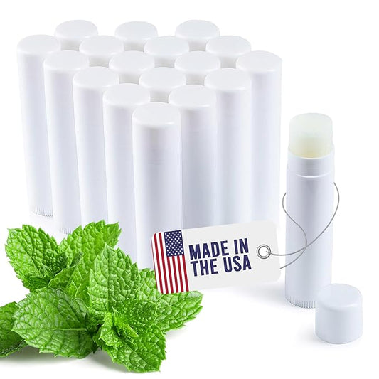 Lip Balm Bulk Unlabeled - Made in USA Bulk Chapstick - Natural Ingredients Vitamin E Shea Butter - Custom Chapstick Bulk For Party & Wedding Favors (18 Count, Peppermint)-VivaGrace Women