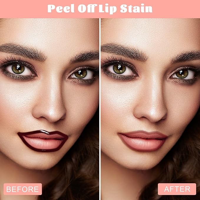 Peel Off Lip Liner Stain - Long Lasting Natural Lip Stain Transfer-proof Lip Liner, Moisturizing Waterproof Lip Gloss Stain, Highly Pigmented Color for All Skin, Ideal Gifts for Women (Rose)-VivaGrace Women