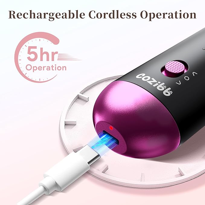 Electric Nail Drill, 8-in-1 Cordless Electric Nail File with LED Light, 5 Speeds Rechargeable Manicure and Pedicure Kit Hand Foot Care Tool for Nail Grinder Trim Polish for Women Baby-VivaGrace Women