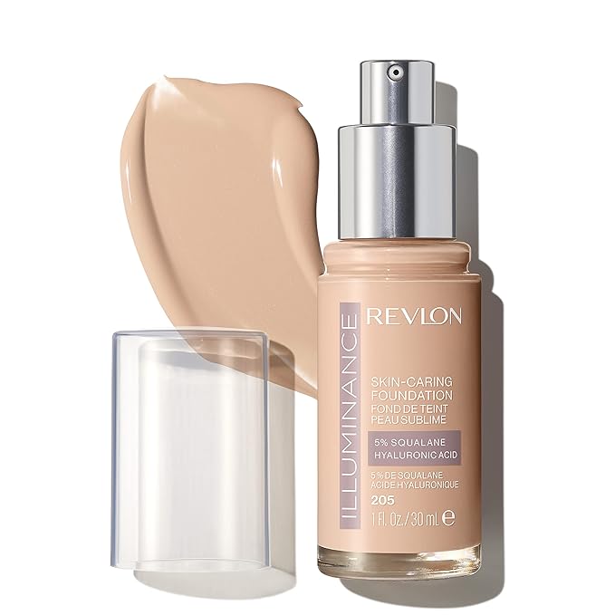 Revlon Illuminance Skin-Caring Liquid Foundation, Hyaluronic Acid, Hydrating and Nourishing Formula with Medium Coverage, 205 Natural Ochre (Pack of 1)-VivaGrace Women