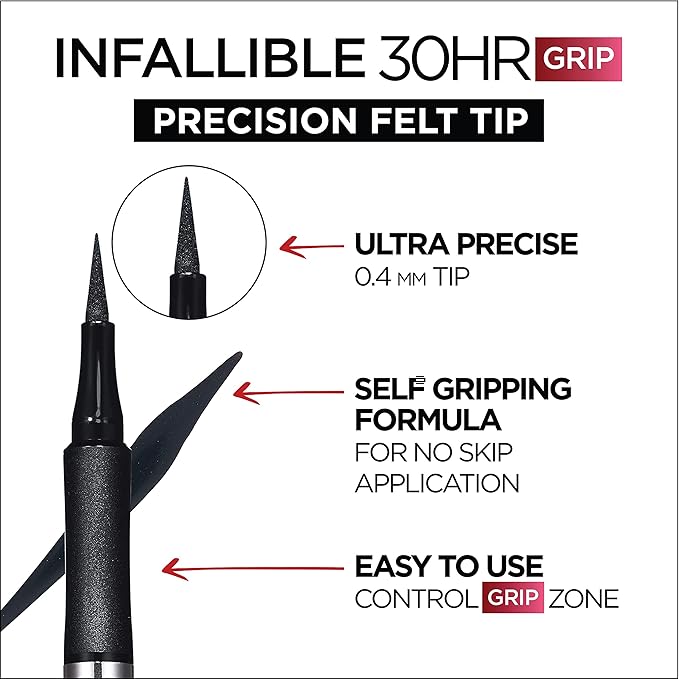 L'Oreal Paris Cosmetics Paris Makeup Infallible Grip Precision Felt Eyeliner, Smudge Resistant, Long Lasting Waterproof Eyeliner, Blue, Blue, 0.03 fl oz