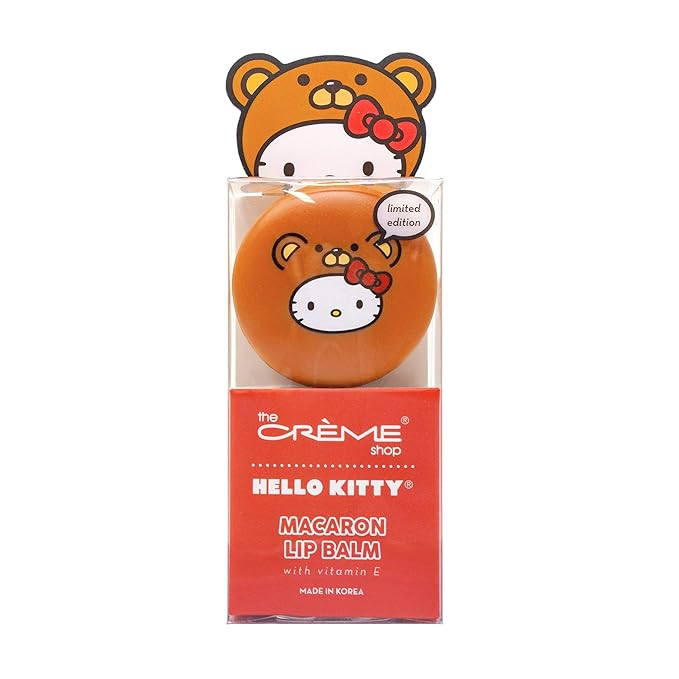 The Crème Shop x Sanrio Hello Kitty Macaron Lip Balm Korean Cute Scented Pocket Portable Soothing Advanced Must-Have on-the-go (Hello Kitty Red Velvet)-VivaGrace Women