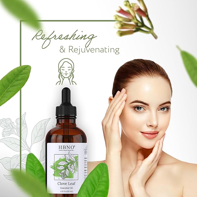 HBNO California Bottled Clove Leaf Essential Oil 4 fl oz (120ml) Value Size - Natural Clove Leaf Oil - Perfect for Cleaning, Aromatherapy, DIY, Soap & Diffuser-VivaGrace Women