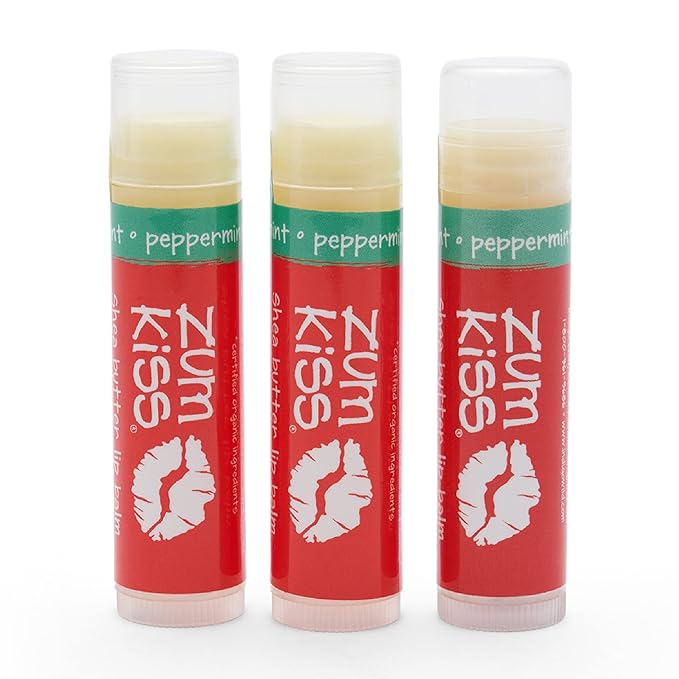 Zum Peppermint Kiss Stick (Pack of 3) with Certified Organic Sunflower Seed Oil, Beeswax, Shea Butter, Pure Essential Oils, Candelila Wax, Vitamin E and Honey, 0.15 oz-VivaGrace Women