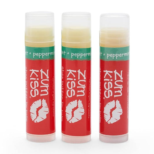 Zum Peppermint Kiss Stick (Pack of 3) with Certified Organic Sunflower Seed Oil, Beeswax, Shea Butter, Pure Essential Oils, Candelila Wax, Vitamin E and Honey, 0.15 oz-VivaGrace Women