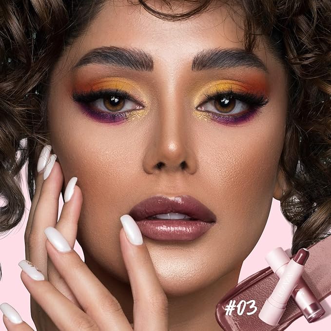 Tinted Lip Balm Chapstick with Color, Natural Semi - Gloss Finish, Hydrating/Coloring 2 in 1 Moisturizer Lip Stick for Girls & Women #03 Nude-Mauve-VivaGrace Women