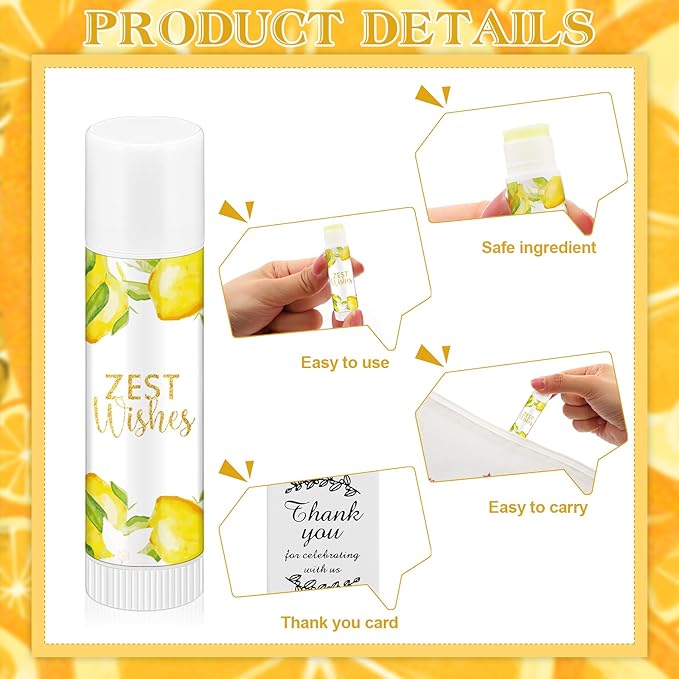 Fumete 50 Pack Lemon Baby Shower Party Gifts Favors Bulk Lip Balms for Guests Boys Girls Neutral Gender Reveal Favors for Baby Shower Prizes Souvenirs Bags Stuffer Classroom Prizes-VivaGrace Women