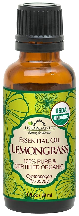 US Organic 100% Pure Lemongrass Essential Oil, USDA Certified Organic, Extracted by Steam Distillation Method, for Hair, Nail Polish Remover, Bees Attraction, and More. 30 ml-VivaGrace Women