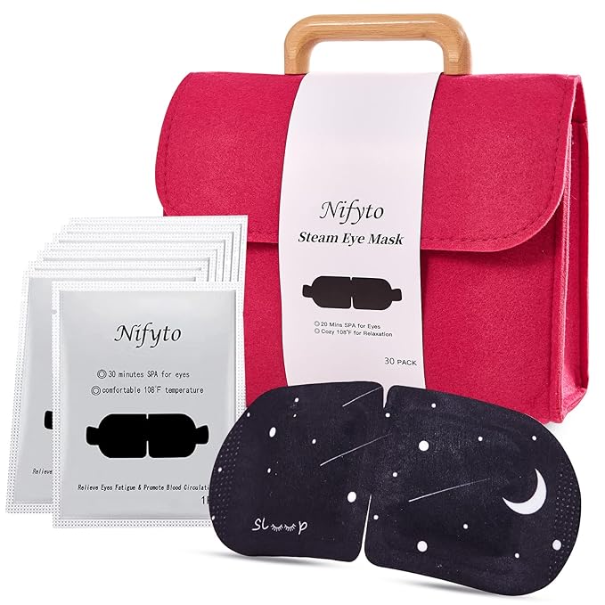 30PCS Steam Eye Mask, Unscented, Travel Bag, Self-Heating Eye Mask, Eye SPA Mask, Relieve Eye Strain Fatique, Dark Circles,Puffiness-Barbie Pink(30pcs)…-VivaGrace Women