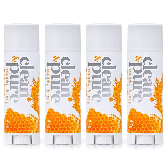 Beekeeper’s Favorite Lip Balms, 4 Pack | Manuka Honey Beauty Products | Lip Care Set With 100% All Natural Beeswax and Vitamin E Oil | Flavored Lip Balm for Dry, Chapped Lips-VivaGrace Women