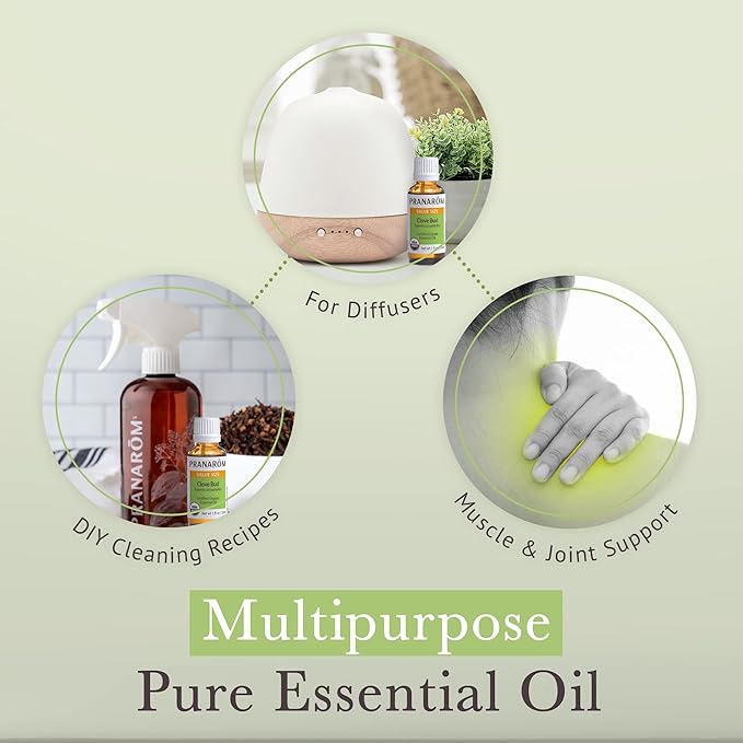 Pranarom USDA Certified Organic Clove Essential Oil (30ml), 100% Pure Undiluted Therapeutic Grade from Sri Lanka & Madagascar for Aromatherapy, Diffuser, Immune Support, DIY Cleaning, Warm Scent-VivaGrace Women