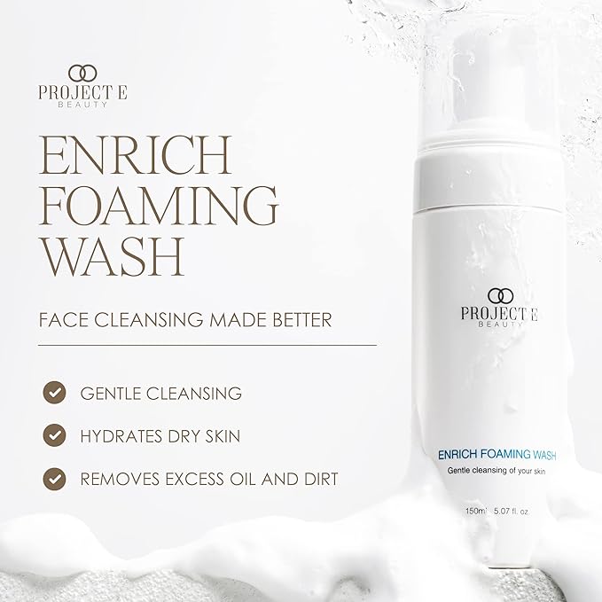 Project E Beauty Enrich Foaming Wash Gentle Cleansing | Moisturizing Daily Face Cleanser | Removes Dirt & Excess Oil | Brightens Skin | Hydrating Formulation | Clear & Smooth Skin | 150ml-VivaGrace Women