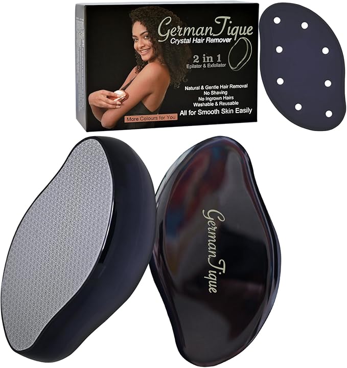 Crystal Hair Eraser,Natural Crystal Hair Remover,Reusable Painless Nano Glass Hair Removal Device Without Shaver,Gentle Crystal Epilator and Exfoliator for Soft Silky Skin(Black)-VivaGrace Women