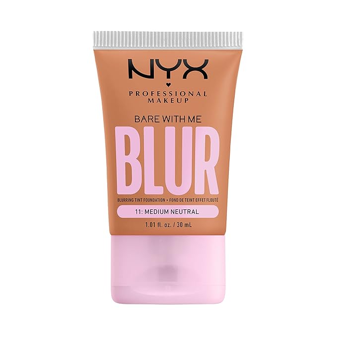NYX PROFESSIONAL MAKEUP Bare With Me Blur Skin Tint Foundation Make Up with Matcha, Glycerin & Niacinamide - Medium Neutral-VivaGrace Women