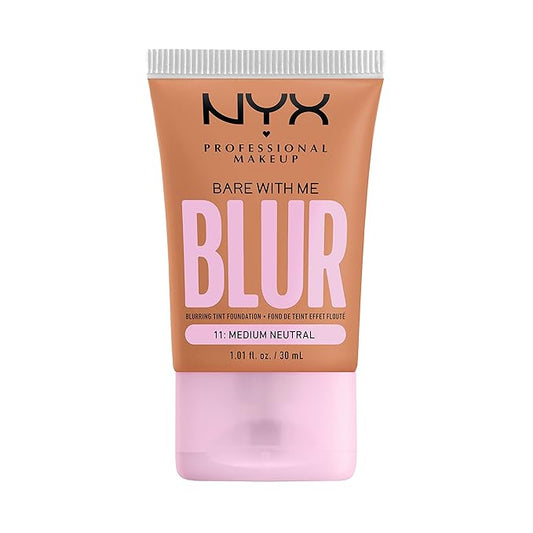 NYX PROFESSIONAL MAKEUP Bare With Me Blur Skin Tint Foundation Make Up with Matcha, Glycerin & Niacinamide - Medium Neutral-VivaGrace Women