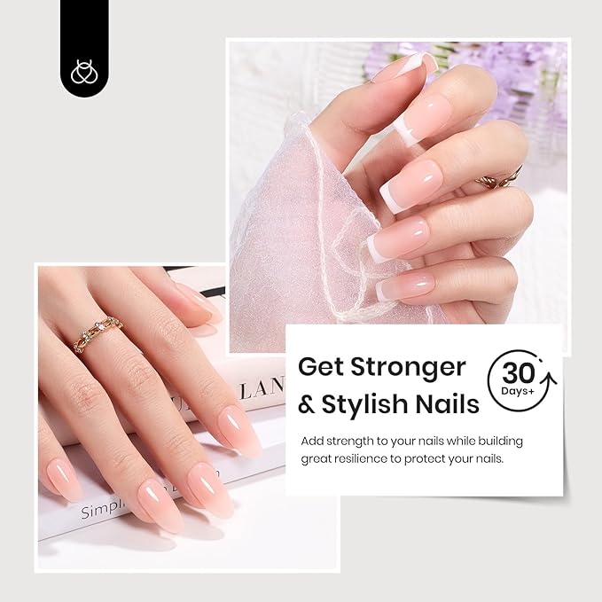 Beetles Builder Gel 2Pcs Clear 7 in 1 15ml Builder Gel Set for Nail Extension Building Nail Apex Strengthen Thin Nails DIY Salon at Home Nail Art Design for Women-VivaGrace Women