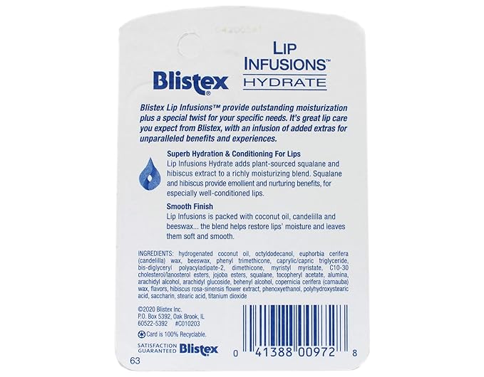 Blistex Lip Infusions Hydrate Lip Moisturizer 0.13 Ounce (3 Pack)-VivaGrace Women