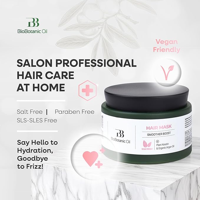 Bio Botanic Oil Range – Hair Mask for Straightened Hair with Plant Keratin & Organic Argan Oil, SLS-Free Deep Hydration & Repair, Salt-Free Formula for Long-Lasting Smoothness-VivaGrace Women