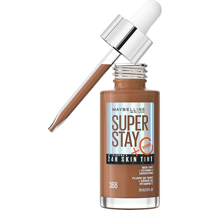 Maybelline Super Stay Up to 24HR Skin Tint, Radiant Light-to-Medium Coverage Foundation, Makeup Infused With Vitamin C, 368, 1 Count-VivaGrace Women
