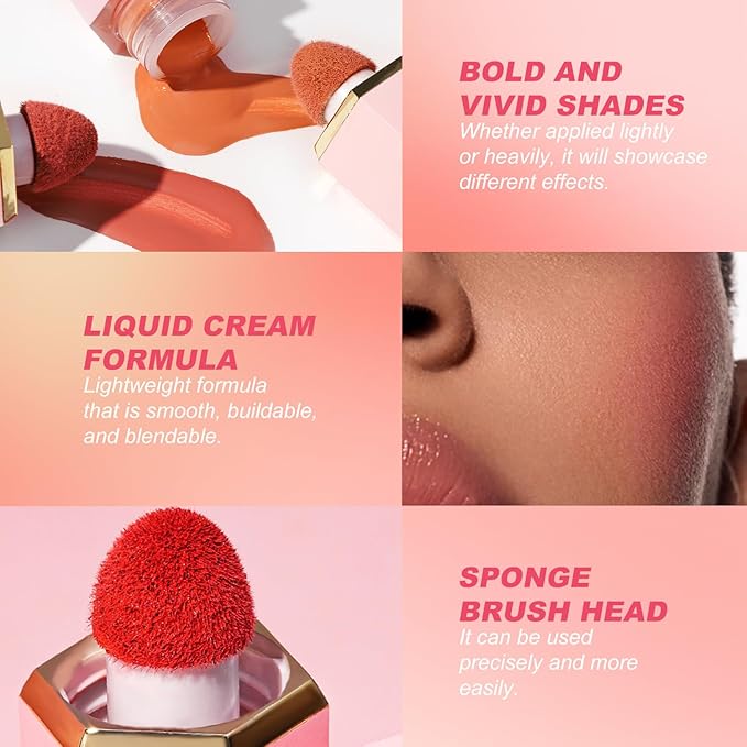 YOUNG VISION Liquid Cheek Blush -Soft Cream Rouge/Blusher Makeup, Buildable Gel-Cream Formula, Long-Wearing, Dewy Finish-VivaGrace Women