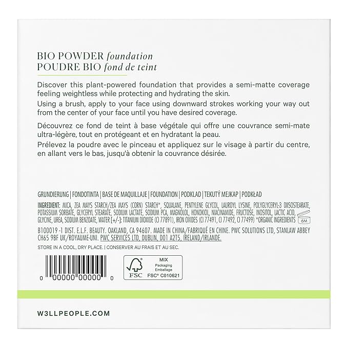 Well People Bio Powder Foundation, Lightweight & Hydrating Foundation For Perfecting & Smoothing Skin, Semi-Matte Finish, Vegan & Cruelty-free, 1C-VivaGrace Women
