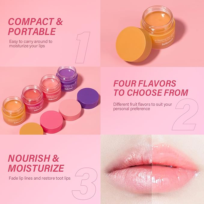 Lip Mask Sleeping,Nourish Hydrate Lip Mask,Lip Oil,Lip Balm, Lip Skin Care,Hydrating, Moisturizing Lip Lines Night Sleep Anti-chapped Lip Cream (Peach)-VivaGrace Women