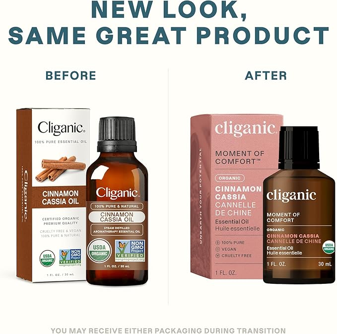 Cliganic Organic Cinnamon Cassia Essential Oil, 1oz - 100% Pure Natural Undiluted, for Aromatherapy | Non-GMO Verified (Packaging May Vary)-VivaGrace Women