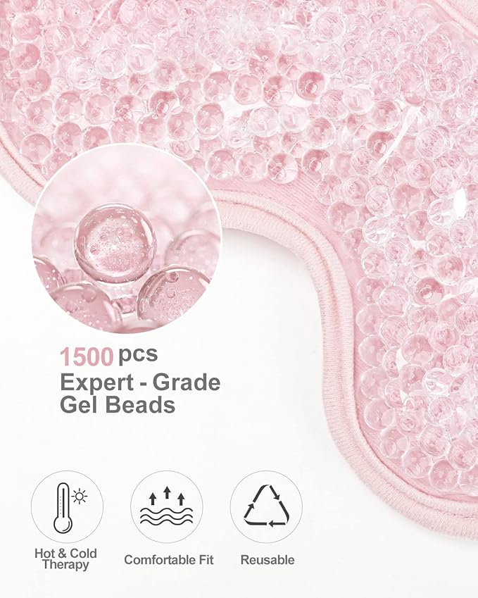 Luxtude Gel Eye Mask Cooling Eye Masks for Dry Eyes 2PCS, Hot Cold Eye Ice Pack Reusable Cold Eye Mask, Frozen Cold Eye Compress for Puffiness/Dark Circles/Headaches/Skincare/Eye Bags (Pink)-VivaGrace Women