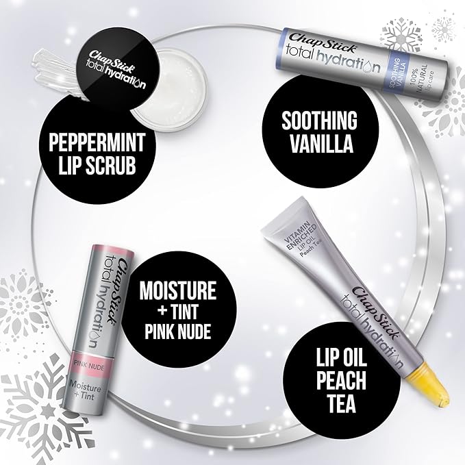 ChapStick Total Hydration Lip Kit Gift Set, Lip Moisturizer, Lip Scrub and Lip Balm Set - 4 Count-VivaGrace Women