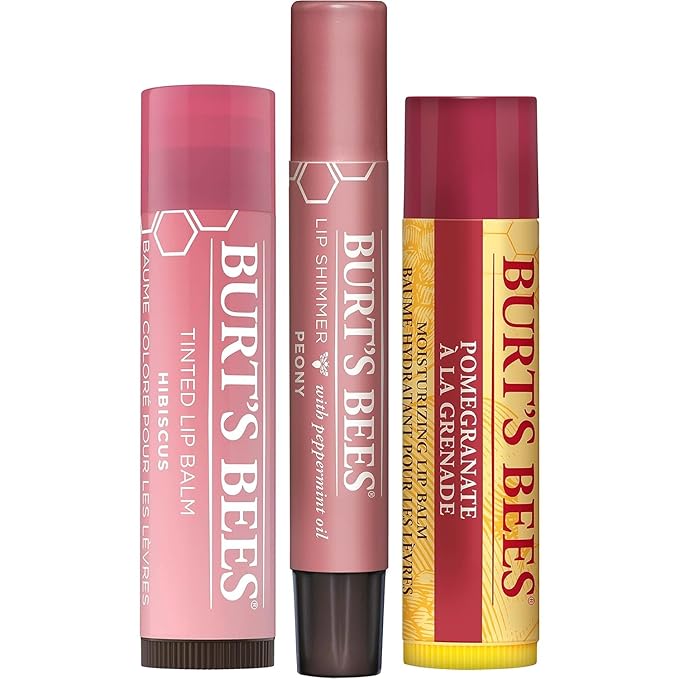 Burt's Bees Mistletoe Kiss Lip Care Stocking Stuffers Holiday Gift Set, Mistletoe Kiss Set, Pomegranate, Peony & Hibiscus-VivaGrace Women